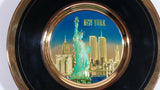 Beautiful Art of Chokin New York City, NY Statue of Liberty 24KT Gold Black Decorative Plate Tourism Collectible 6" Diameter