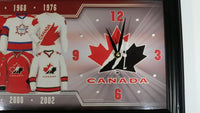 Team Canada Ice Hockey Jersey History Clock Canadian Sports Collectible 9 1/4" x 18 1/4"