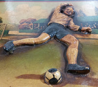 Soccer Football Tournament 3D Wood Folk Art Carving Pub Games Room Hanging Sports Collectible