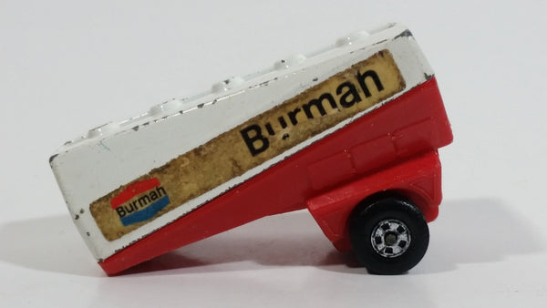 Vintage 1973 Lesney Matchbox Superfast Freeway Gas Tanker No. 63 Burmah Red and White Die Cast Toy Car Semi Trailer Fuel Hauler Vehicle