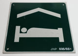 Authentic Highway Roadway Lodging Accommodation Green and White Sign 7 3/4" x 7 3/4" Enameled Metal Road Sign