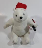 Coca-Cola Coke Soda Pop Beverages White Polar Bear with Santa Christmas Red Hat Stuffed Animal Bean Bag Plush Plushy Collectible