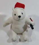 Coca-Cola Coke Soda Pop Beverages White Polar Bear with Santa Christmas Red Hat Stuffed Animal Bean Bag Plush Plushy Collectible
