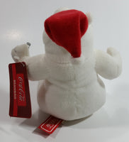Coca-Cola Coke Soda Pop Beverages White Polar Bear with Santa Christmas Red Hat Stuffed Animal Bean Bag Plush Plushy Collectible