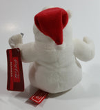 Coca-Cola Coke Soda Pop Beverages White Polar Bear with Santa Christmas Red Hat Stuffed Animal Bean Bag Plush Plushy Collectible