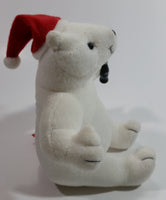 Coca-Cola Coke Soda Pop Beverages White Polar Bear with Santa Christmas Red Hat Stuffed Animal Bean Bag Plush Plushy Collectible