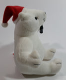 Coca-Cola Coke Soda Pop Beverages White Polar Bear with Santa Christmas Red Hat Stuffed Animal Bean Bag Plush Plushy Collectible