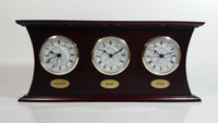 Morris National Vancouver Calgary Toronto Triple Three Wood Cased Quartz Clock