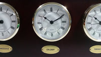 Morris National Vancouver Calgary Toronto Triple Three Wood Cased Quartz Clock