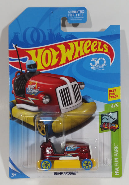 2018 Hot Wheels HW Fun Park Bump Around Bumper Car Metalflake Maroon Ride Die Cast Toy Vehicle - New in Package Sealed