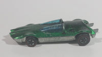 Vintage 1970 Hot Wheels Swingin' Wing Spectraflame Green Red Lines Die Cast Toy Car Vehicle with Slide Out Rear Exhaust and Engine - 1969 Hong Kong