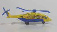 2011 Matchbox Sky Busters Sikorsky S-92 Helicopter Air Ambulance Rescue Medic Yellow and Blue Die Cast Toy Aircraft Vehicle