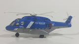 2015 Matchbox Jurassic World Sky Busters Mission Force Mission Chopper Helicopter Isla Nublar Blue Grey and White Die Cast Toy Aircraft Vehicle