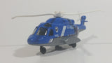 2015 Matchbox Jurassic World Sky Busters Mission Force Mission Chopper Helicopter Isla Nublar Blue Grey and White Die Cast Toy Aircraft Vehicle