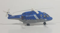 2015 Matchbox Jurassic World Sky Busters Mission Force Mission Chopper Helicopter Isla Nublar Blue Grey and White Die Cast Toy Aircraft Vehicle