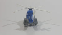 2015 Matchbox Jurassic World Sky Busters Mission Force Mission Chopper Helicopter Isla Nublar Blue Grey and White Die Cast Toy Aircraft Vehicle