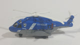 2015 Matchbox Jurassic World Sky Busters Mission Force Mission Chopper Helicopter Isla Nublar Blue Grey and White Die Cast Toy Aircraft Vehicle