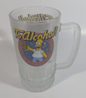 2002 20th Century Fox The Simpsons Homer Simpson "To Alcohol!" Frosted Heavy Glass Beer Mug TV Cartoon Collectible