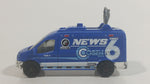 2017 Matchbox MBX Adventure City '14 Ford Transit News Van Blue Die Cast Toy Car Vehicle