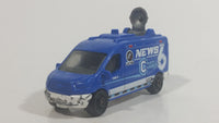 2017 Matchbox MBX Adventure City '14 Ford Transit News Van Blue Die Cast Toy Car Vehicle