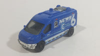 2017 Matchbox MBX Adventure City '14 Ford Transit News Van Blue Die Cast Toy Car Vehicle