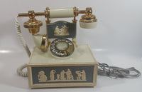 Vintage DecoTel French Victorian Style Blue and White Cameo Grecian Scenes Brass Rotary Telephone