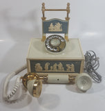 Vintage DecoTel French Victorian Style Blue and White Cameo Grecian Scenes Brass Rotary Telephone