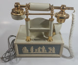 Vintage DecoTel French Victorian Style Blue and White Cameo Grecian Scenes Brass Rotary Telephone