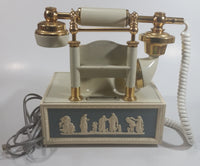 Vintage DecoTel French Victorian Style Blue and White Cameo Grecian Scenes Brass Rotary Telephone