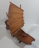 Nicely Detailed Oriental Asian Styled Wood Sail Wooden Sailboat Fishing Trawler Model Boat 13" Long 14 1/2" Tall Nautical Collectible