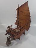 Nicely Detailed Oriental Asian Styled Wood Sail Wooden Sailboat Fishing Trawler Model Boat 13" Long 14 1/2" Tall Nautical Collectible