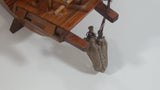 Nicely Detailed Oriental Asian Styled Wood Sail Wooden Sailboat Fishing Trawler Model Boat 13" Long 14 1/2" Tall Nautical Collectible