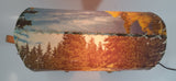 Beautiful Vintage Plastic Covered Nature Scenes Elk and Forest Wooden Chuck Wagon Lamp Light