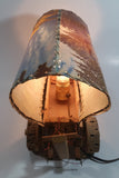 Beautiful Vintage Plastic Covered Nature Scenes Elk and Forest Wooden Chuck Wagon Lamp Light