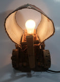 Beautiful Vintage Plastic Covered Nature Scenes Elk and Forest Wooden Chuck Wagon Lamp Light
