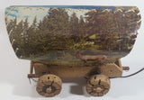 Beautiful Vintage Plastic Covered Nature Scenes Elk and Forest Wooden Chuck Wagon Lamp Light