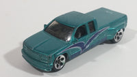 1998 Hot Wheels First Editions Customized C3500 Truck Metallic Aqua Green Die Cast Toy Car Vehicle