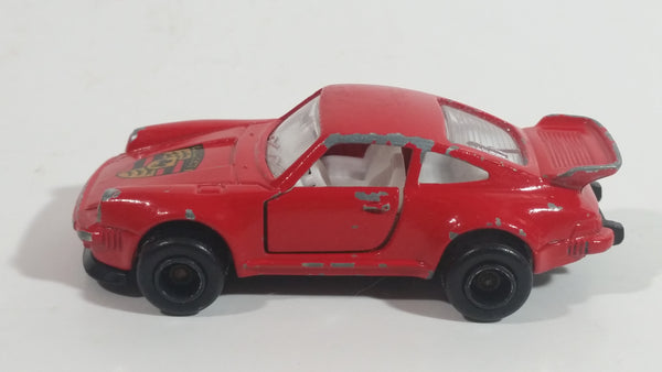 Vintage Majorette Porsche 911 Turbo No. 209 Red 1/57 Scale Die Cast Toy Car Vehicle with Opening Doors