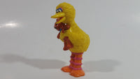 1997 Tyco Henson Preschool Toys Sesame Street Big Bird Holding Brown Teddy Bear 3 1/2" PVC Toy Figure