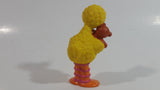 1997 Tyco Henson Preschool Toys Sesame Street Big Bird Holding Brown Teddy Bear 3 1/2" PVC Toy Figure