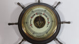 Vintage Ships Wheel Barometer - Wood, Brass, Metal Face - West Germany