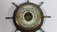 Vintage Ships Wheel Barometer - Wood, Brass, Metal Face - West Germany