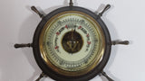 Vintage Ships Wheel Barometer - Wood, Brass, Metal Face - West Germany