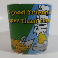 Hanna Barbera The Flintstones "A good friend is cheaper than therapy" Wilma Flintstone and Betty Rubble Ceramic Coffee Mug Cartoon Television Show Collectible