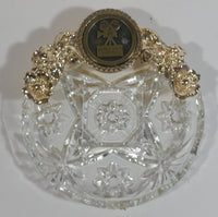 Rare Vintage Universal Studios Crystal Glass and Gold Tone Metal Ash Tray Smoking Movie Film Collectible