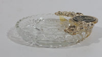 Rare Vintage Universal Studios Crystal Glass and Gold Tone Metal Ash Tray Smoking Movie Film Collectible