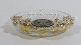 Rare Vintage Universal Studios Crystal Glass and Gold Tone Metal Ash Tray Smoking Movie Film Collectible