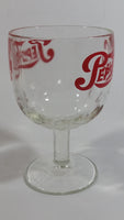Vintage Pepsi-Cola Soda Pop 6" Tall Heavy Glass Large Goblet Style Stemmed Cup With Red Lettering