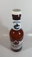 Molson Canadian Beer NHL Ice Hockey Vancouver Canucks 14" Tall Large Brown Plastic Bottle Shaped Coin Bank Sports Collectible