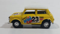 Unknown Brand "Sporty Power Racing #23" Mini Cooper Pullback Yellow Die Cast Motorized Friction Toy Car Vehicle with Opening Doors